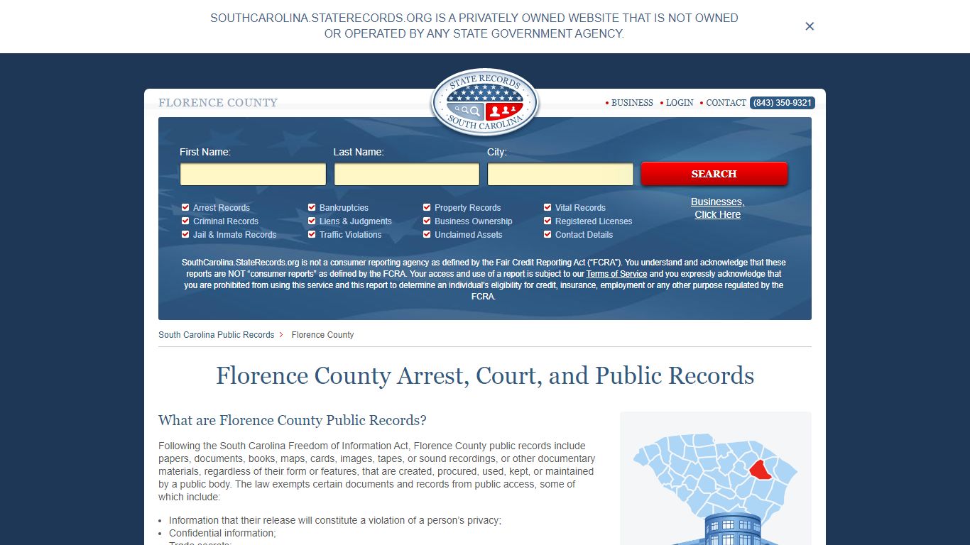 Florence County Arrest, Court, and Public Records